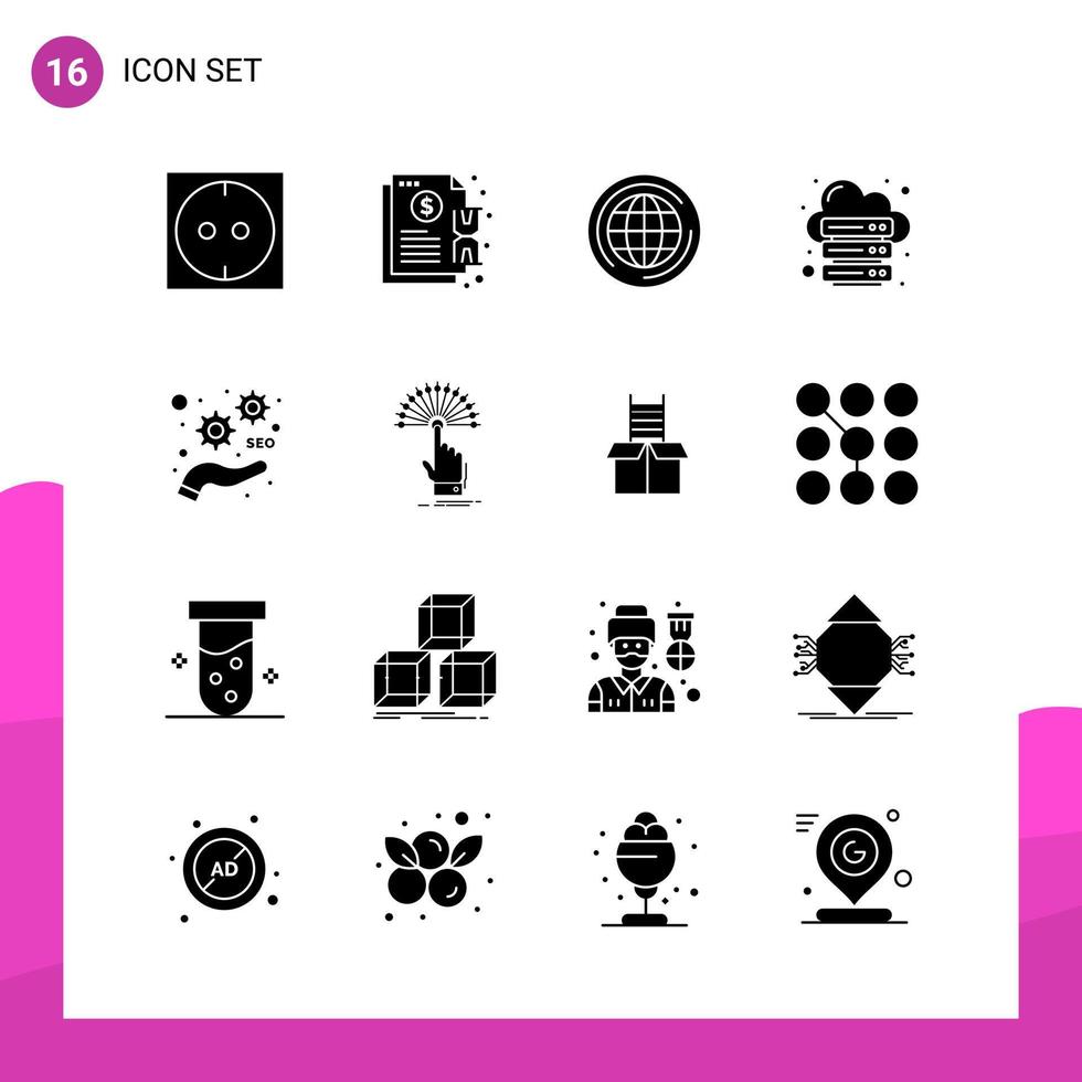 Glyph Icon set Pack of 16 Solid Icons isolated on White Background for responsive Website Design Print and Mobile Applications vector