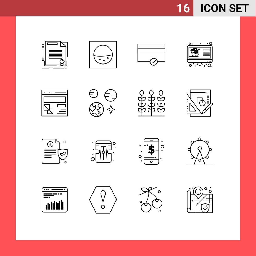 16 Creative Icons Modern Signs and Symbols of development browser money list shop Editable Vector Design Elements