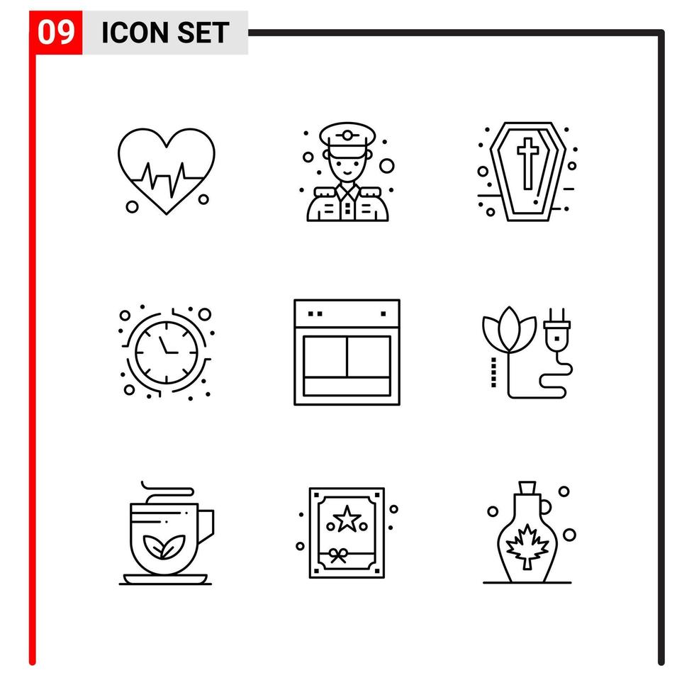 9 General Icons for website design print and mobile apps 9 Outline Symbols Signs Isolated on White Background 9 Icon Pack vector