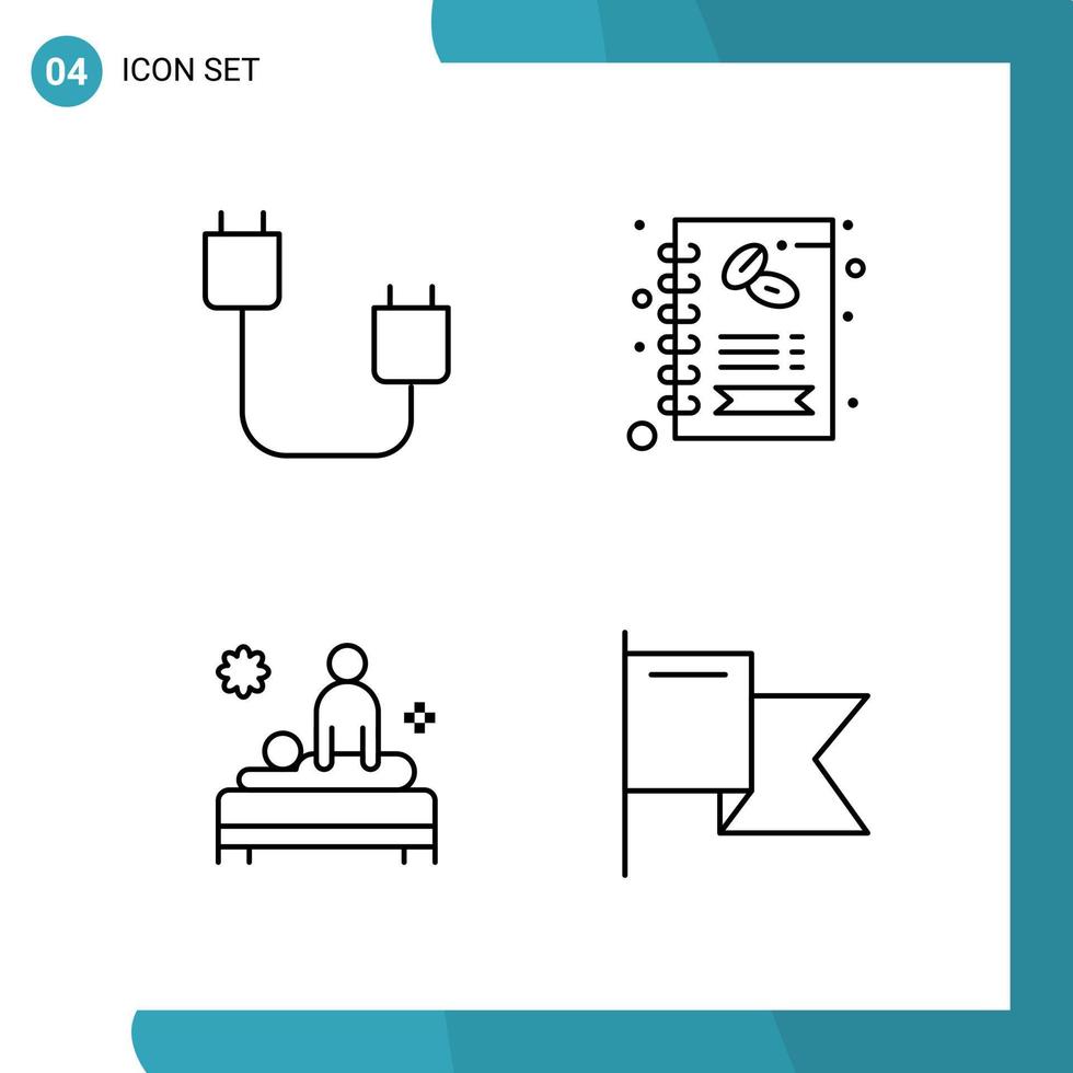 Vector Pack of 4 Outline Symbols Line Style Icon Set on White Background for Web and Mobile