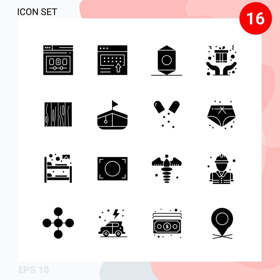 Vector Pack of 16 Icons in Solid Style Creative Glyph Pack isolated on White Background for Web and Mobile