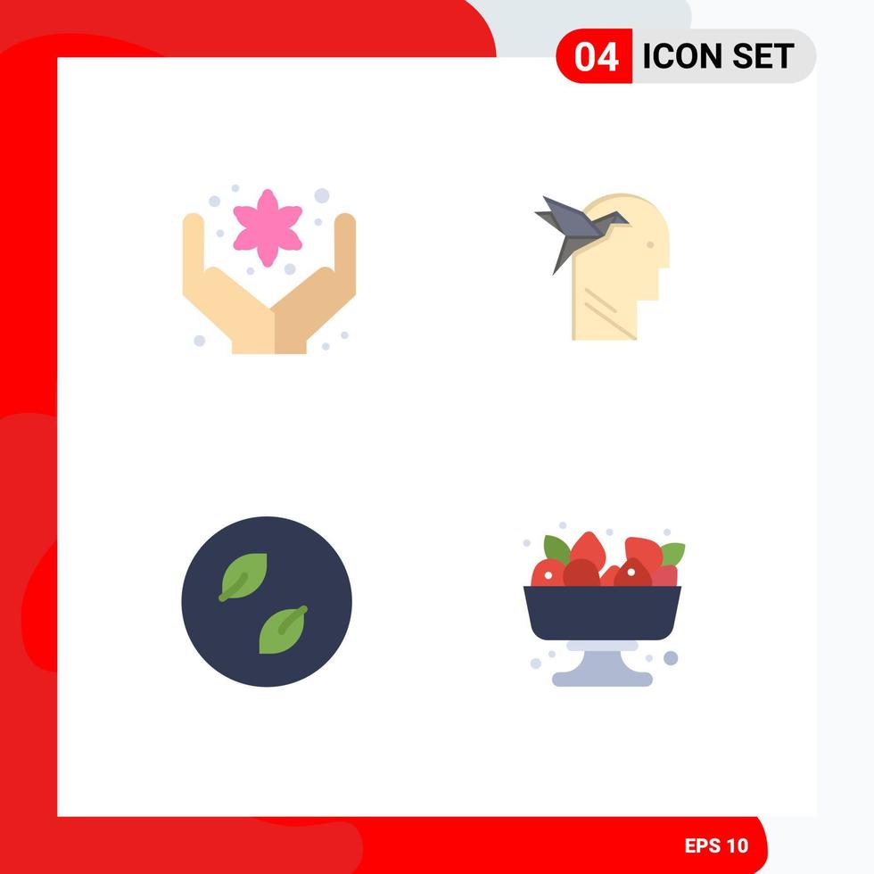 User Interface Pack of 4 Basic Flat Icons of hand leaves imagination form brian berry Editable Vector Design Elements