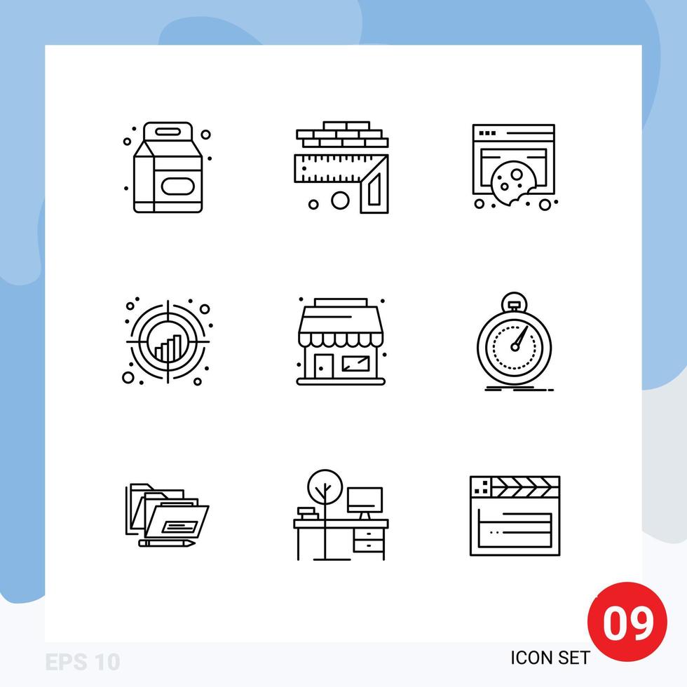 User Interface Pack of 9 Basic Outlines of trend plot compliance crosshair privacy Editable Vector Design Elements