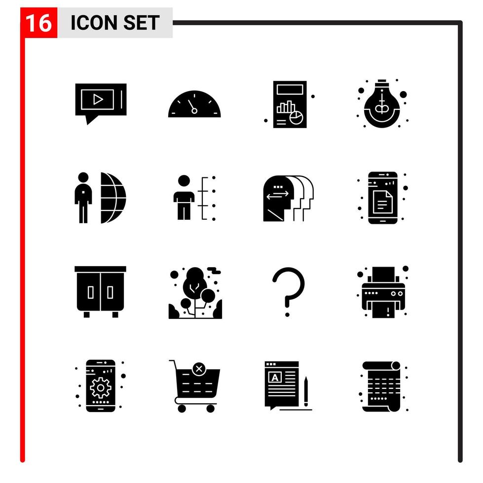 16 General Icons for website design print and mobile apps 16 Glyph Symbols Signs Isolated on White Background 16 Icon Pack vector