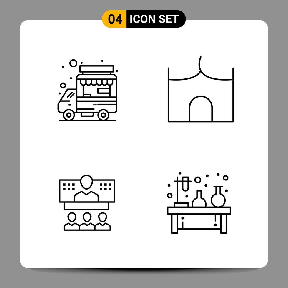 4 Black Icon Pack Outline Symbols Signs for Responsive designs on white background 4 Icons Set vector