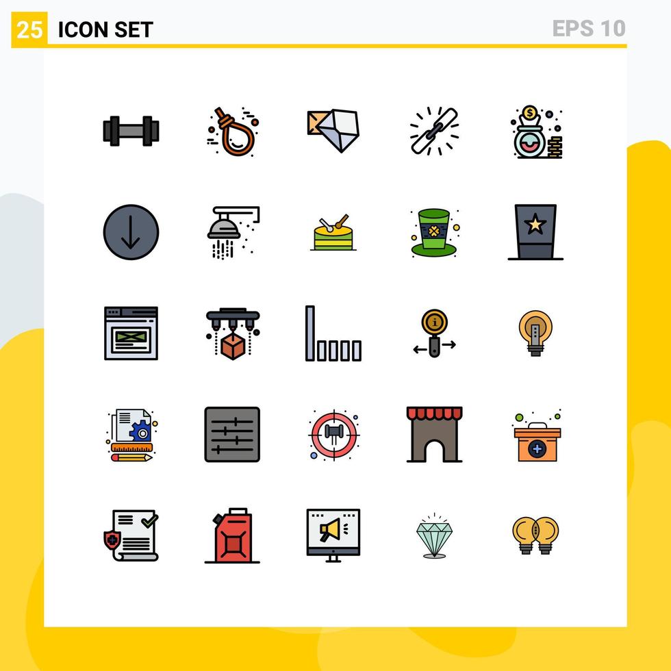 paquete de línea vectorial editable de 25 colores planos de línea rellena simple de cuerda de cadena web conectar elementos de diseño vectorial editables abiertos vector