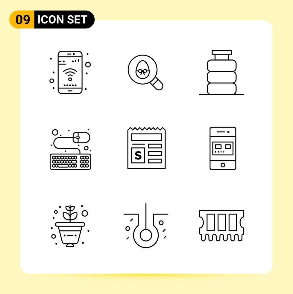 9 Creative Icons for Modern website design and responsive mobile apps 9 Outline Symbols Signs on White Background 9 Icon Pack vector