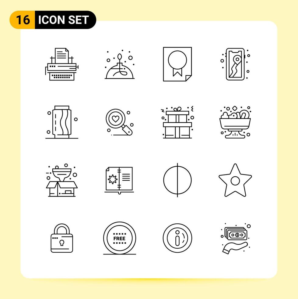 16 Creative Icons for Modern website design and responsive mobile apps 16 Outline Symbols Signs on White Background 16 Icon Pack vector