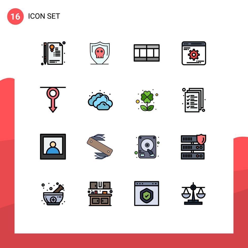 Editable Vector Line Pack of 16 Simple Flat Color Filled Lines of male boy field optimization development Editable Creative Vector Design Elements