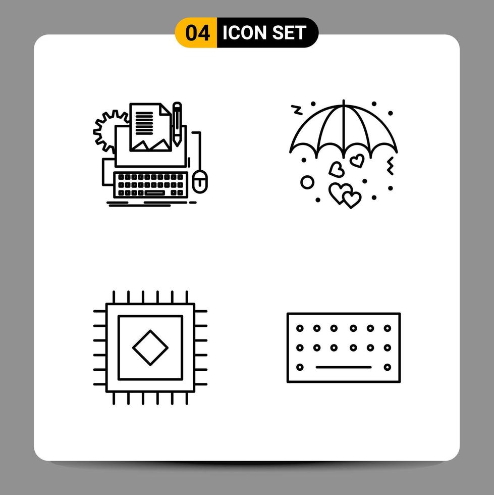 4 Black Icon Pack Outline Symbols Signs for Responsive designs on white background 4 Icons Set vector