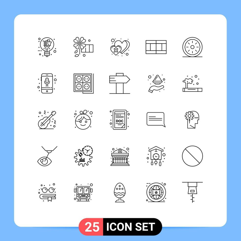 Modern Set of 25 Lines and symbols such as pumpkin pie dinner heart bakery sport Editable Vector Design Elements