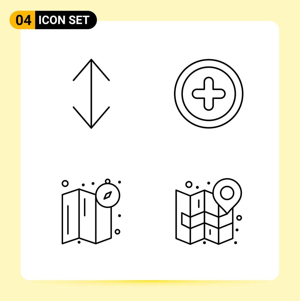 4 Creative Icons for Modern website design and responsive mobile apps 4 Outline Symbols Signs on White Background 4 Icon Pack vector