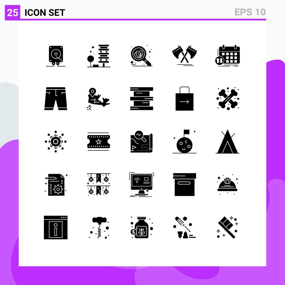 25 Creative Icons Modern Signs and Symbols of schedule cutter environment tool axe Editable Vector Design Elements