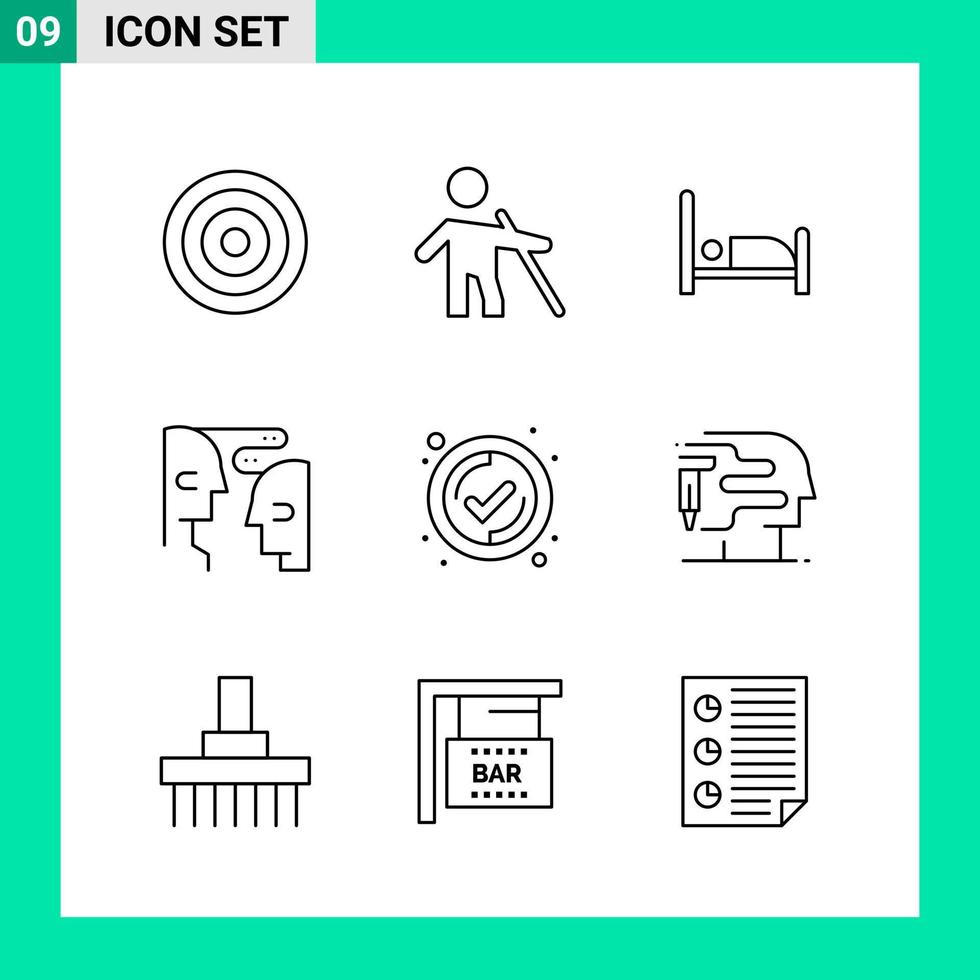 Pack of 9 Line Style Icon Set Outline Symbols for print Creative Signs Isolated on White Background 9 Icon Set vector