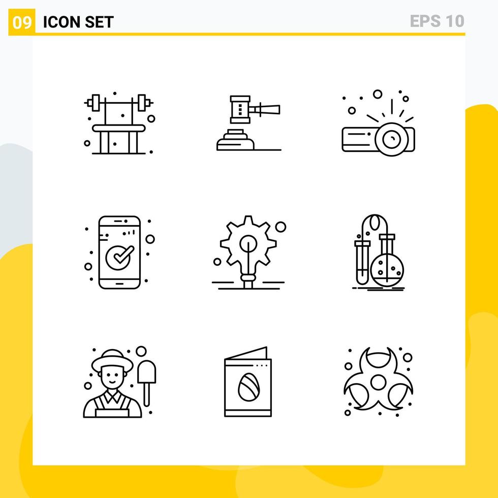 colección de 9 iconos de línea universal conjunto de iconos para web y móvil vector