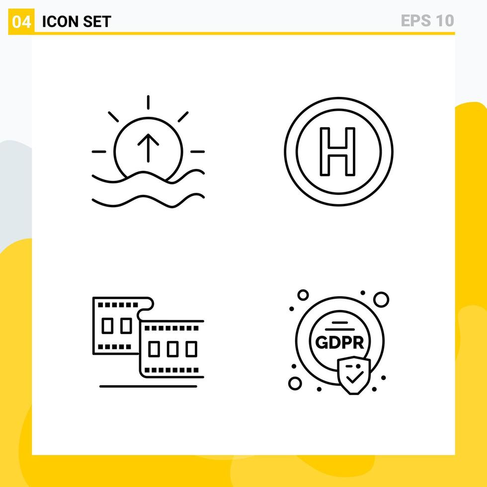 Collection of 4 Universal Line Icons Icon Set for Web and Mobile vector