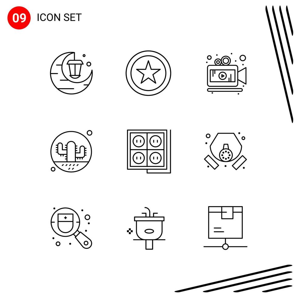 colección de 9 iconos vectoriales en estilo de línea píxel símbolos de contorno perfecto para web y signos de iconos de línea móvil sobre fondo blanco 9 iconos vector