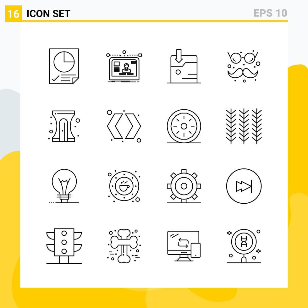 Collection of 16 Universal Line Icons Icon Set for Web and Mobile vector