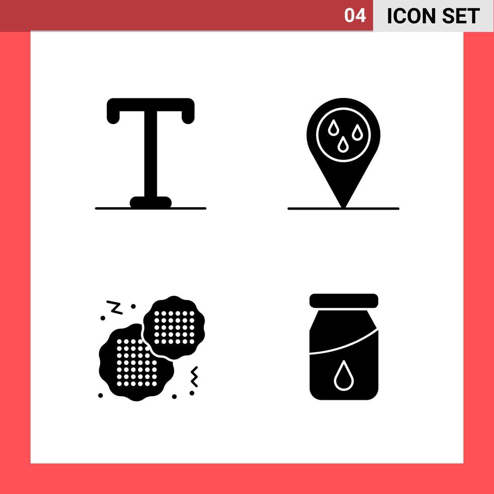paquete de 4 iconos símbolos de glifo de estilo sólido sobre fondo blanco signos simples para diseño general vector