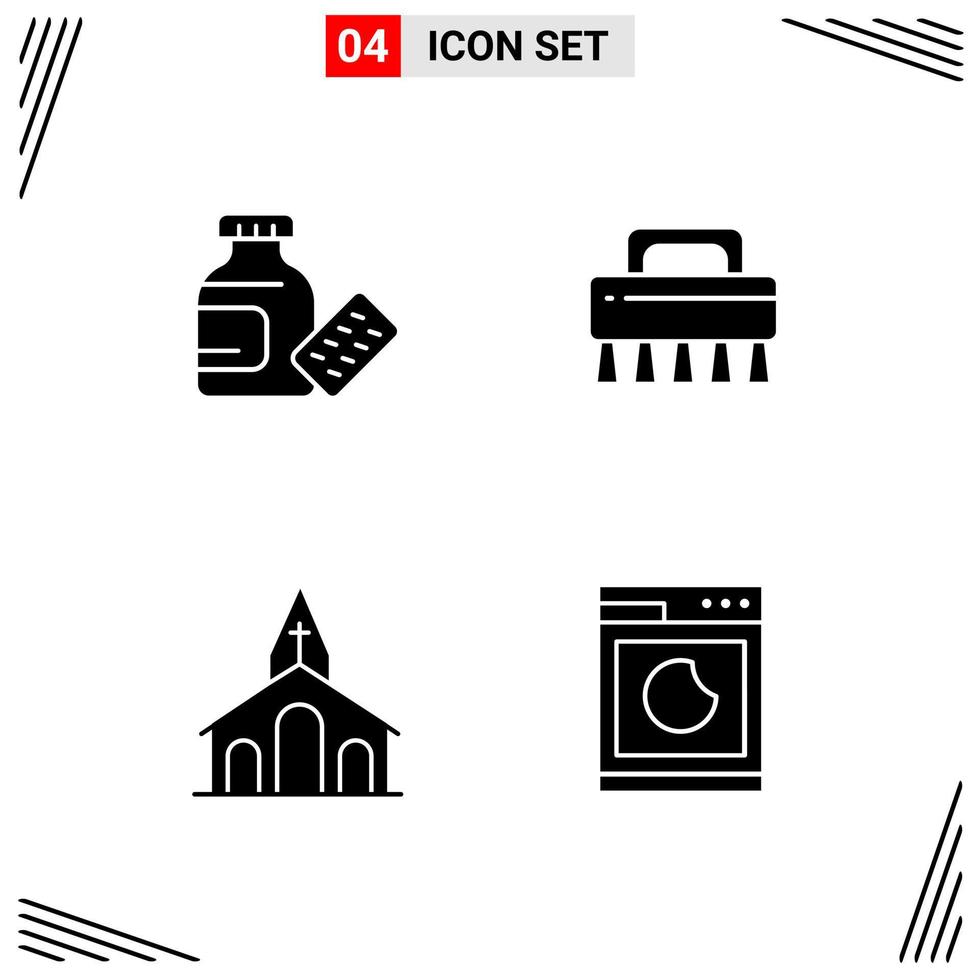 4 iconos símbolos de glifos creativos basados en cuadrícula de estilo sólido para el diseño de sitios web signos de iconos sólidos simples aislados en fondo blanco conjunto de 4 iconos vector