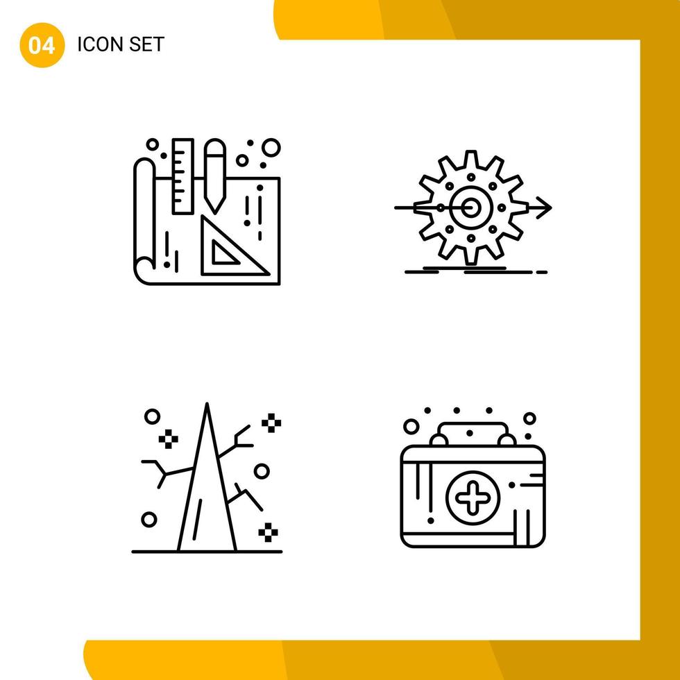 4 Icon Set Line Style Icon Pack Outline Symbols isolated on White Backgound for Responsive Website Designing vector