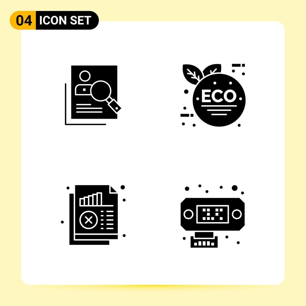 4 Creative Icons for Modern website design and responsive mobile apps 4 Glyph Symbols Signs on White Background 4 Icon Pack vector