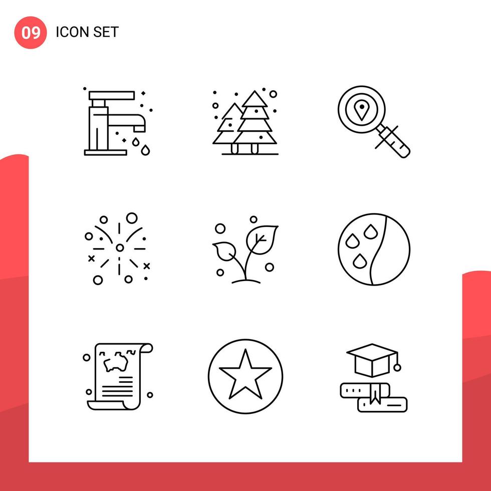 Pack of 9 Universal Outline Icons for Print Media on White Background vector