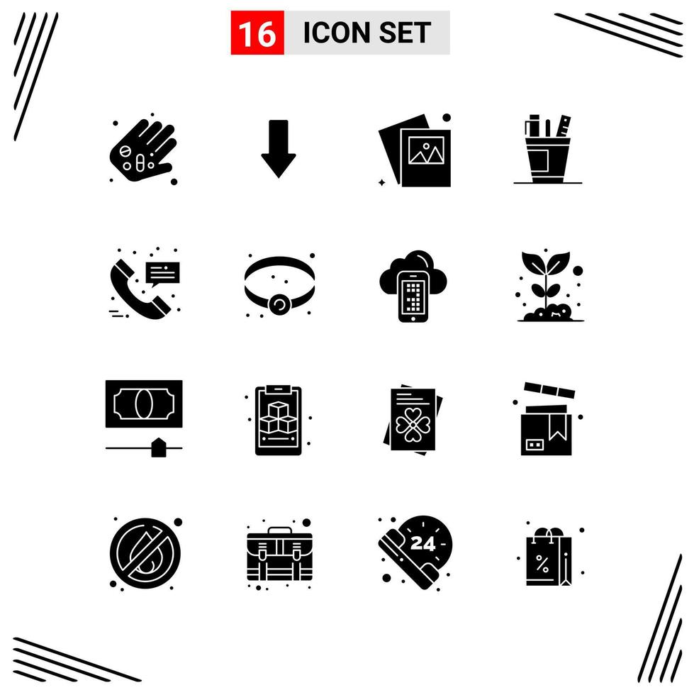 16 Icons Solid Style Grid Based Creative Glyph Symbols for Website Design Simple Solid Icon Signs Isolated on White Background 16 Icon Set vector