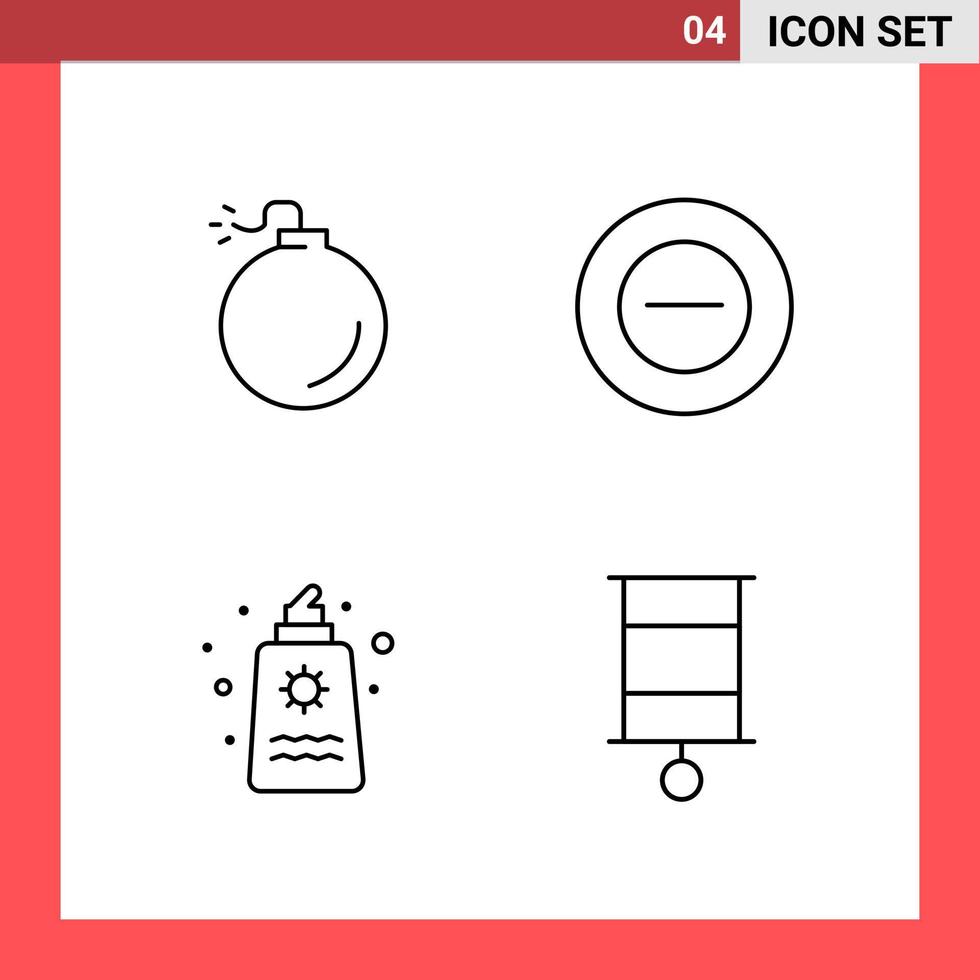 4 Icon Pack Line Style Outline Symbols on White Background Simple Signs for general designing vector