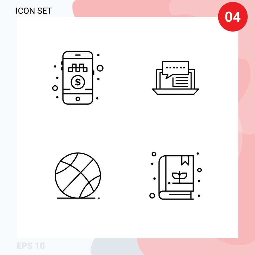 Line Pack of 4 Universal Symbols of online cab booking social ride dialog sports Editable Vector Design Elements