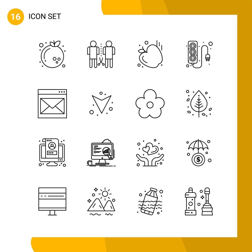 16 Icon Set Line Style Icon Pack Outline Symbols isolated on White Backgound for Responsive Website Designing vector