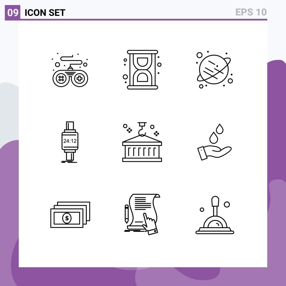 9 Thematic Vector Outlines and Editable Symbols of logistic business space box apple Editable Vector Design Elements