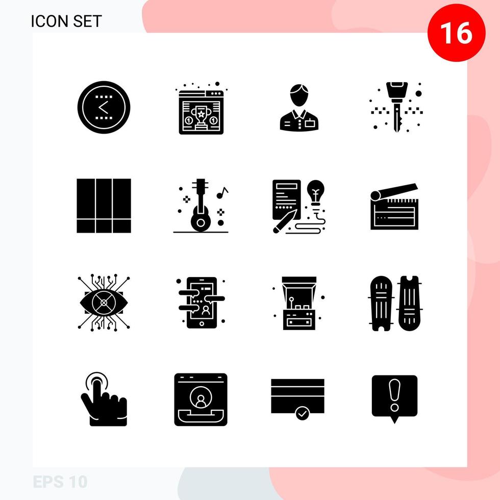 Vector Pack of 16 Icons in Solid Style Creative Glyph Pack isolated on White Background for Web and Mobile