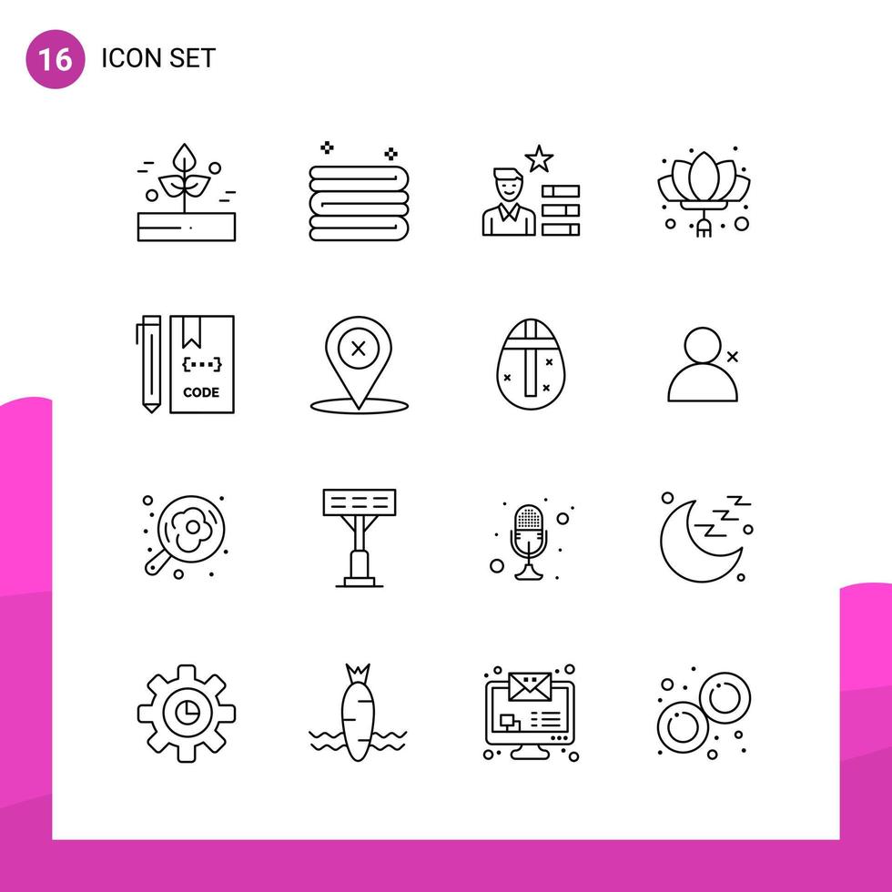 Outline Icon set Pack of 16 Line Icons isolated on White Background for responsive Website Design Print and Mobile Applications vector