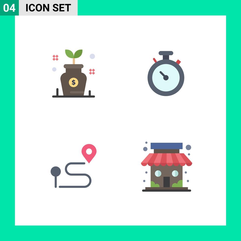 4 Creative Icons Modern Signs and Symbols of business map tree navigation pin Editable Vector Design Elements