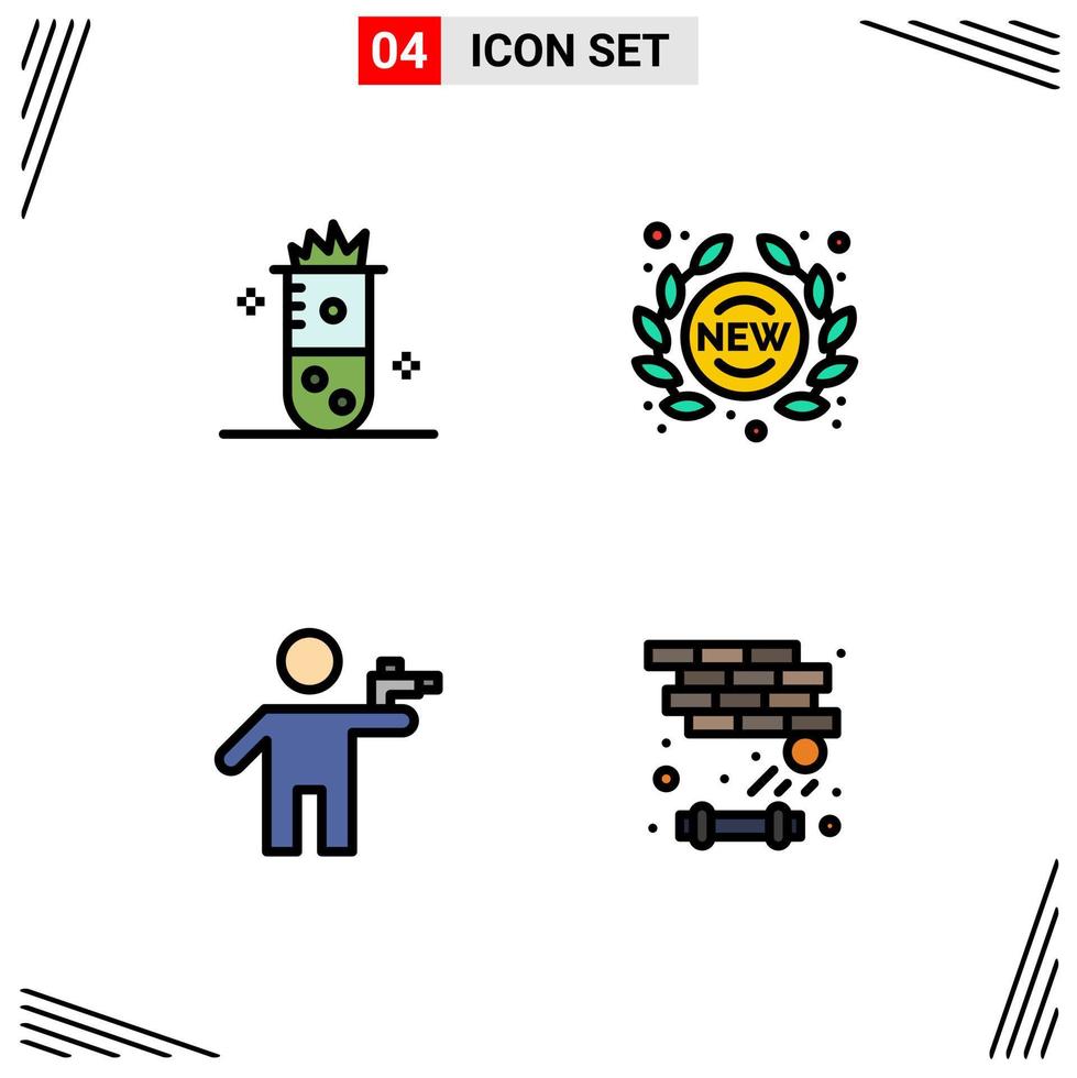 Stock Vector Icon Pack of 4 Line Signs and Symbols for alcoholic fermentation store nuclear fission new gunman Editable Vector Design Elements
