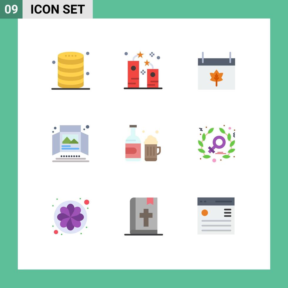 9 Flat Color concept for Websites Mobile and Apps print ad advertisement holidays ad date Editable Vector Design Elements