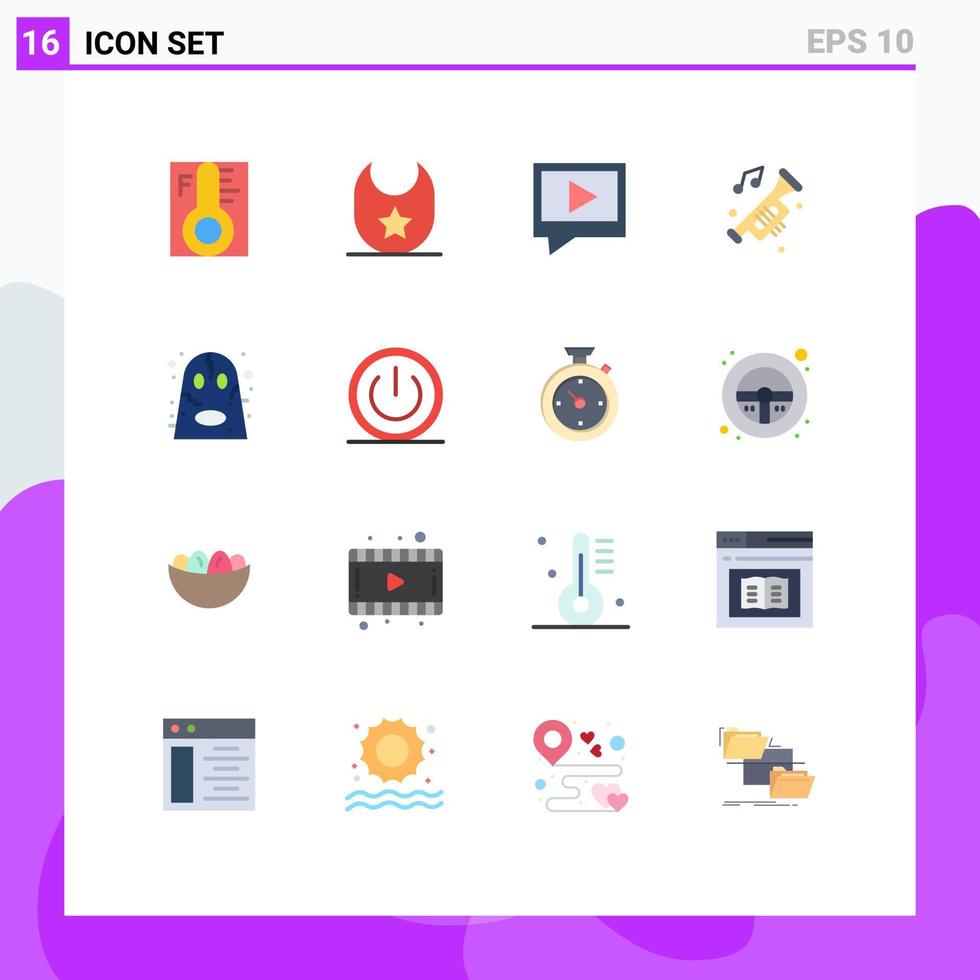 16 Creative Icons Modern Signs and Symbols of ghost trumpet video noise car Editable Pack of Creative Vector Design Elements
