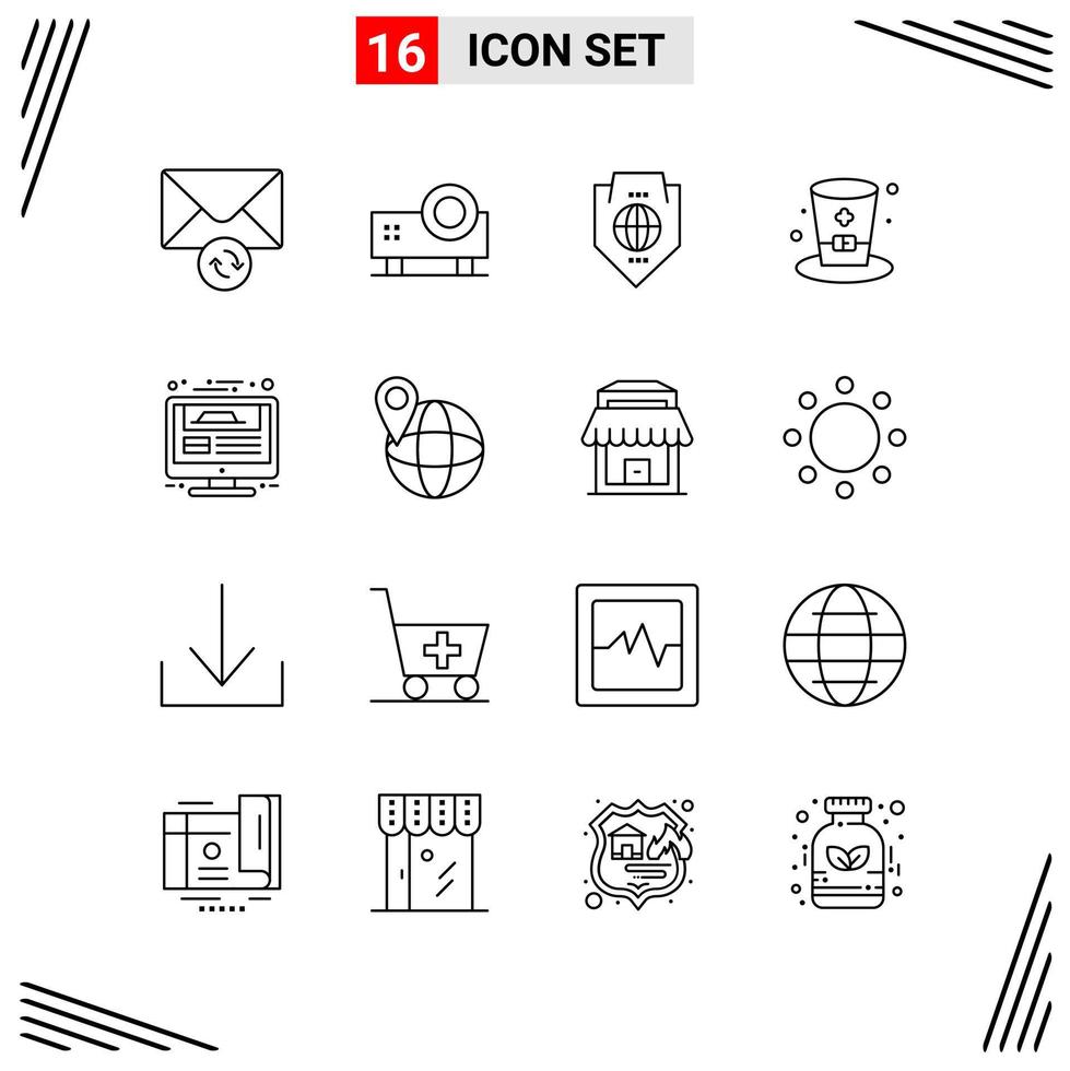 16 Icons Line Style Grid Based Creative Outline Symbols for Website Design Simple Line Icon Signs Isolated on White Background 16 Icon Set vector