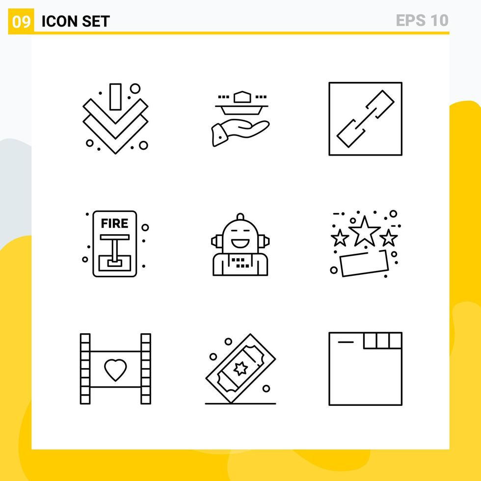 colección de 9 iconos de línea universal conjunto de iconos para web y móvil vector