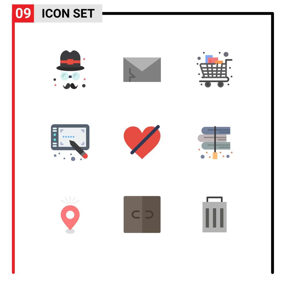 Universal Icon Symbols Group of 9 Modern Flat Colors of denied stylus spam design shopping Editable Vector Design Elements