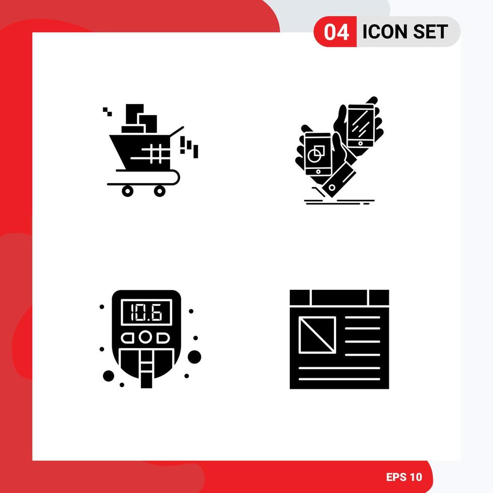 Modern Set of Solid Glyphs and symbols such as cart level shopping package sugar Editable Vector Design Elements