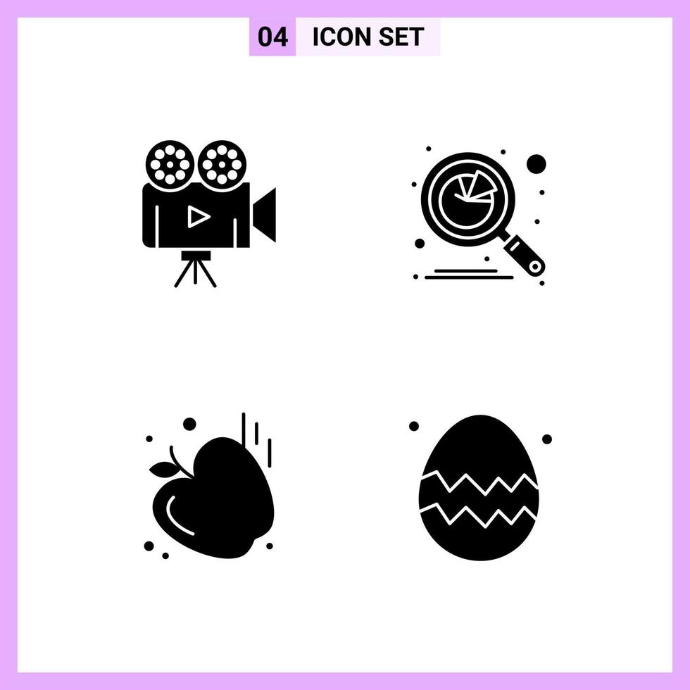 4 Icons in Solid Style Glyph Symbols on White Background Creative Vector Signs for Web mobile and Print