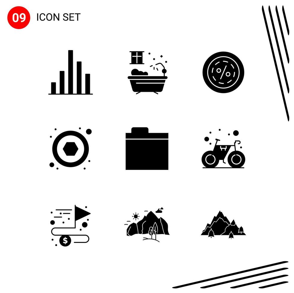 Collection of 9 Vector Icons in solid style Pixle Perfect Glyph Symbols for Web and Mobile Solid Icon Signs on White Background 9 Icons
