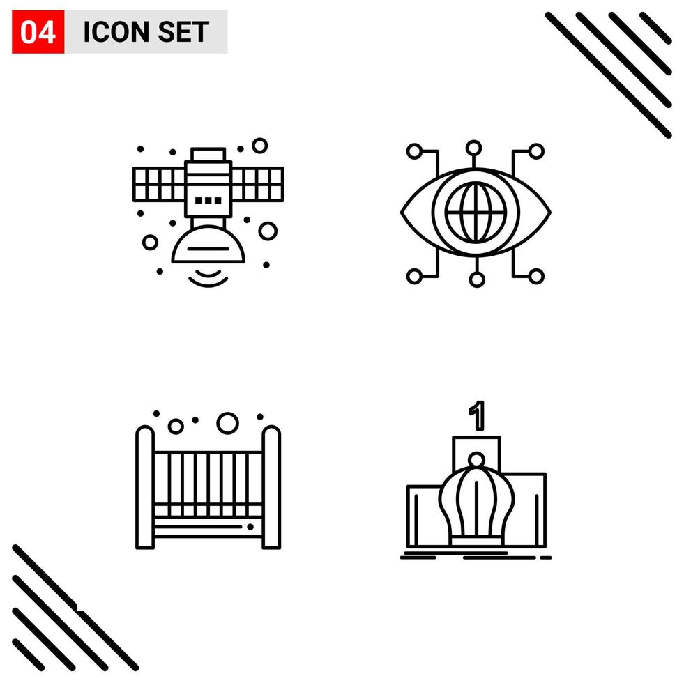 Pixle Perfect Set of 4 Line Icons Outline Icon Set for Webite Designing and Mobile Applications Interface vector