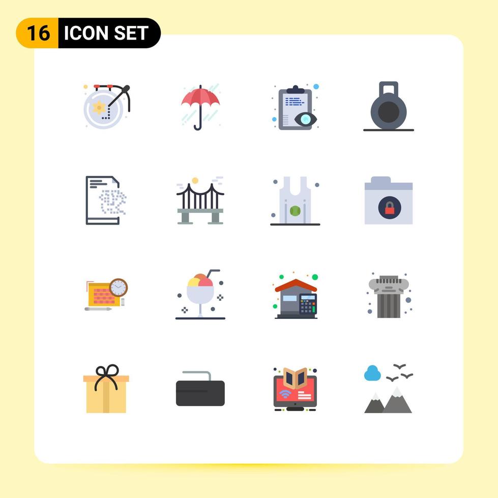 Group of 16 Flat Colors Signs and Symbols for metal across overview technology file Editable Pack of Creative Vector Design Elements