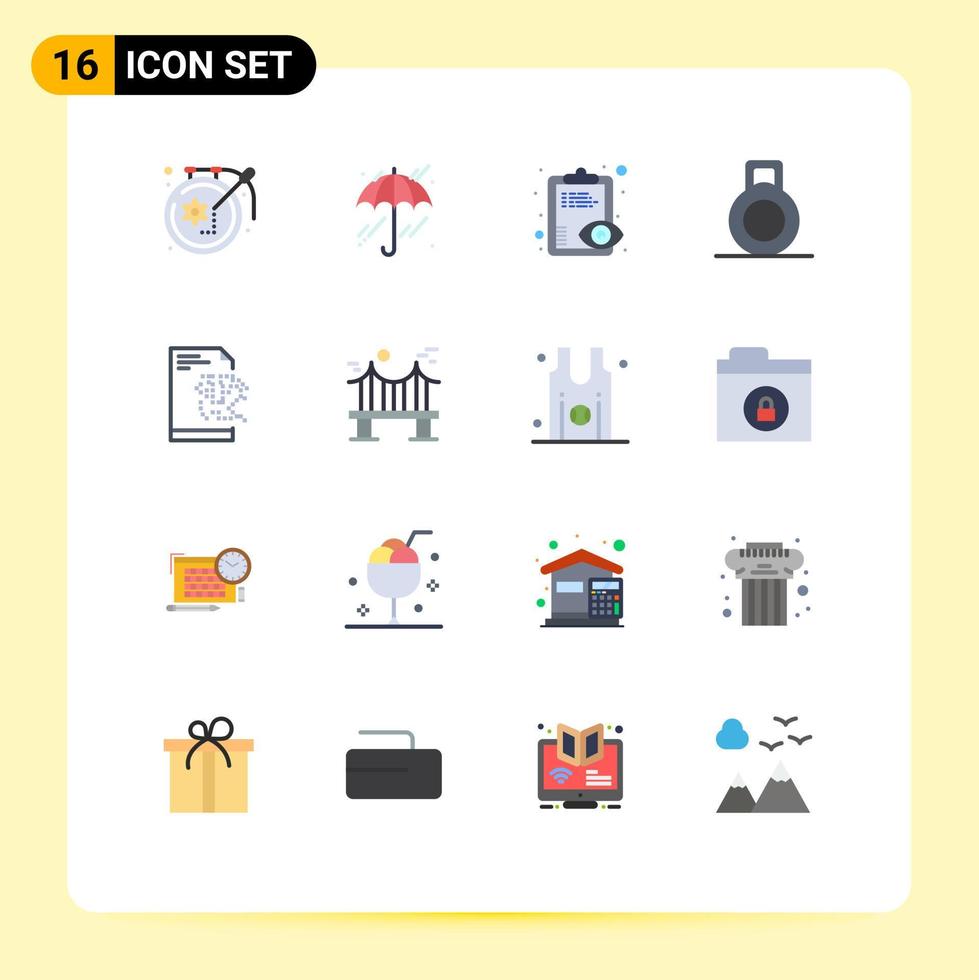 grupo de 16 signos y símbolos de colores planos para metal en un paquete editable de archivos de tecnología de resumen de elementos de diseño de vectores creativos
