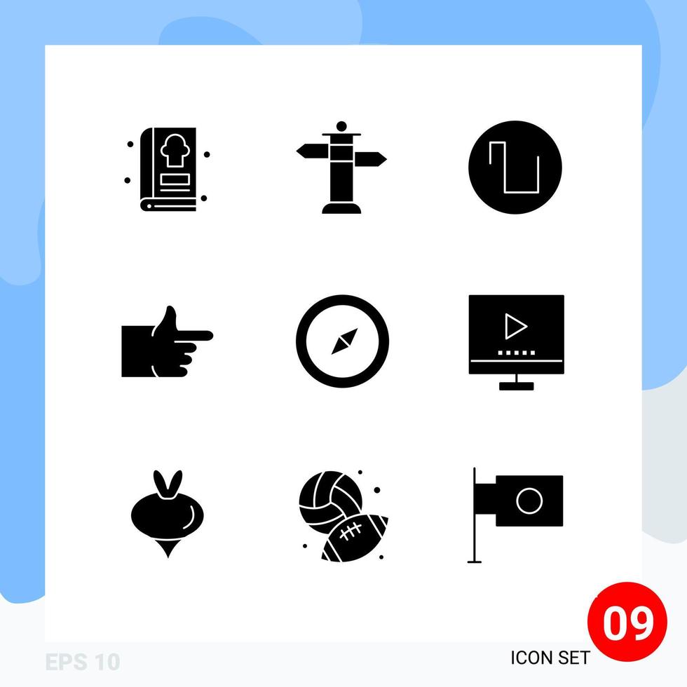 9 Thematic Vector Solid Glyphs and Editable Symbols of image navigation square map vote Editable Vector Design Elements