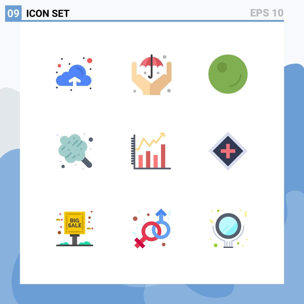 Stock Vector Icon Pack of 9 Line Signs and Symbols for help chart cotton candy analytics analysis Editable Vector Design Elements