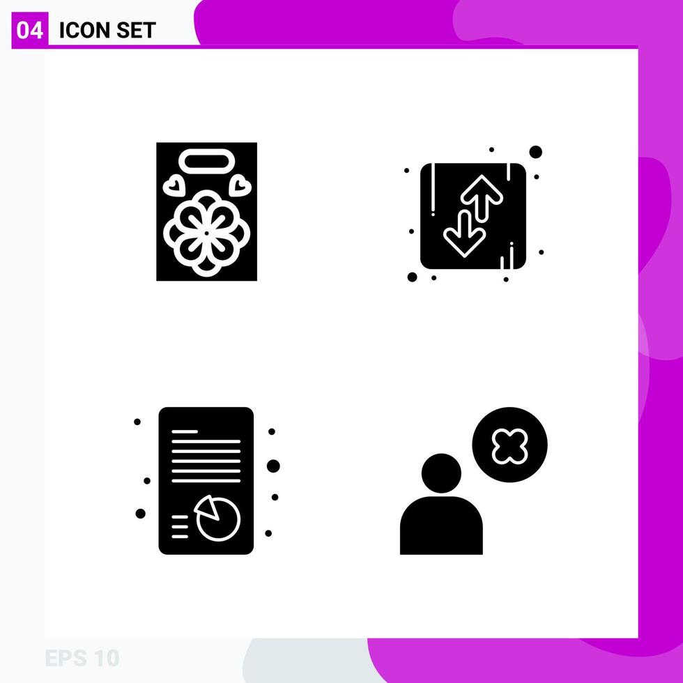 Solid Icon set Pack of 4 Glyph Icons isolated on White Background for Web Print and Mobile vector